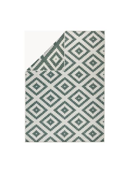 Interiérový a exteriérový oboustranný koberec Malta, 100 % polypropylen, Tlumeně bílá, tmavě zelená, Š 80 cm, D 150 cm (velikost XS)