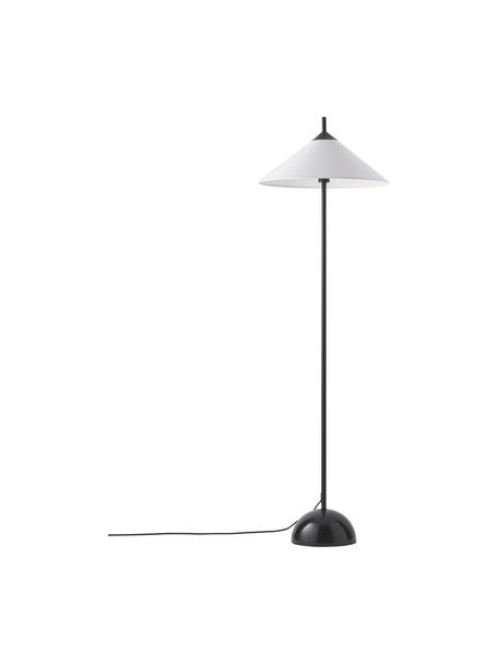Vloerlamp Vica in zwart met marmeren voet, Lampenkap: linnen (100 % polyester), Lampvoet: gepoedercoat metaal, Zwart, Ø 50 x H 160 cm