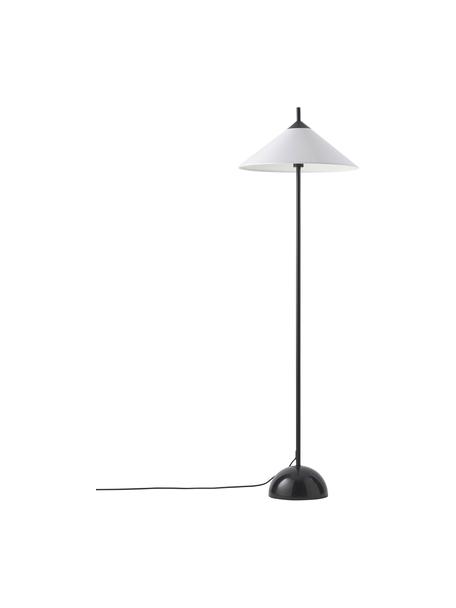 Lampada da terra con base in marmo Vica, Paralume: lino (100 % poliestere), Base della lampada: metallo verniciato a polv, Bianco, nero, Ø 50 x Alt. 160 cm