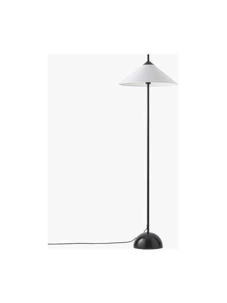 Lampada da terra con base in marmo Vica, Paralume: lino (100 % poliestere), Struttura: marmo, Base della lampada: metallo verniciato a polv, Bianco, nero, marmorizzato, Alt. 160 cm