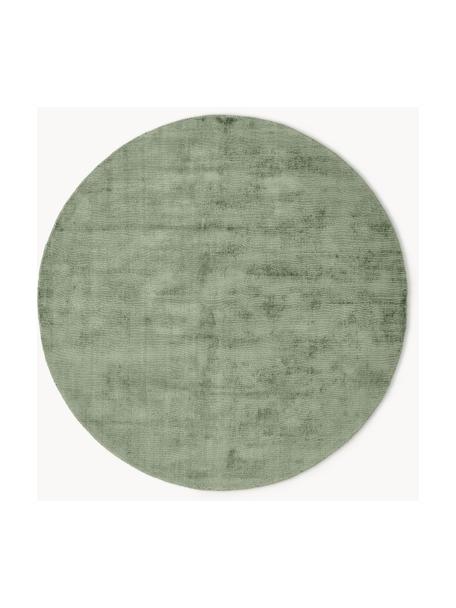Ručně tkaný kulatý viskózový koberec Jane, Tmavě zelená, Ø 200 cm (velikost L)