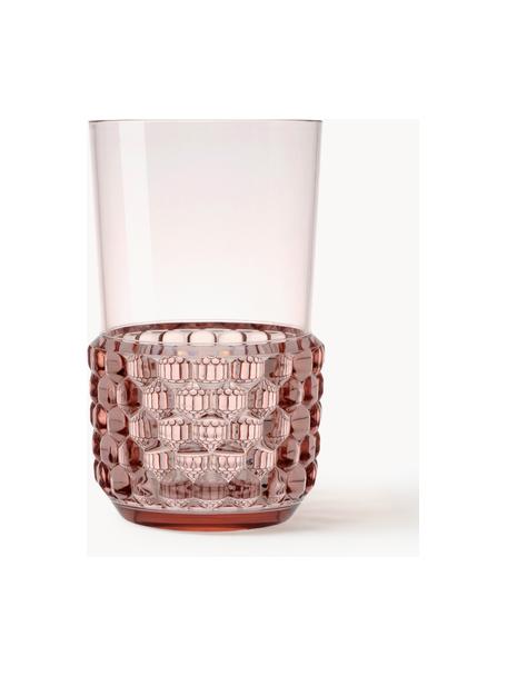 Bicchieri con motivo strutturato Jellies 4 pz, Plastica, Rosa chiaro, Ø 9 x Alt. 15 cm, 600 ml