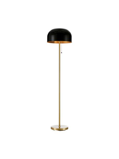 Lámpara de pie Blanca, Cable: cubierto en tela, Estructura: madera de roble, negro pintado Patas: dorado brillante cepillado, Ø 35 x Al 140 cm