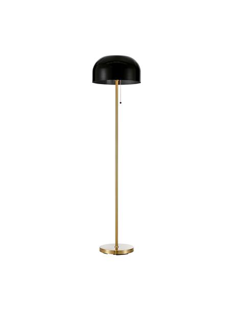 Stehlampe Blanca, Lampenschirm: Metall, beschichtet, Lampenfuß: Metall, vermessingt, Schwarz, Goldfarben, Ø 35 x H 140 cm