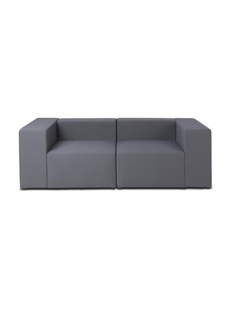 Divano componibile 3 posti da esterno Simon, Rivestimento: 88% poliestere, 12% polie, Struttura: piastra serigrafica, impe, Tessuto grigio scuro, Larg. 210 x Prof. 105 cm