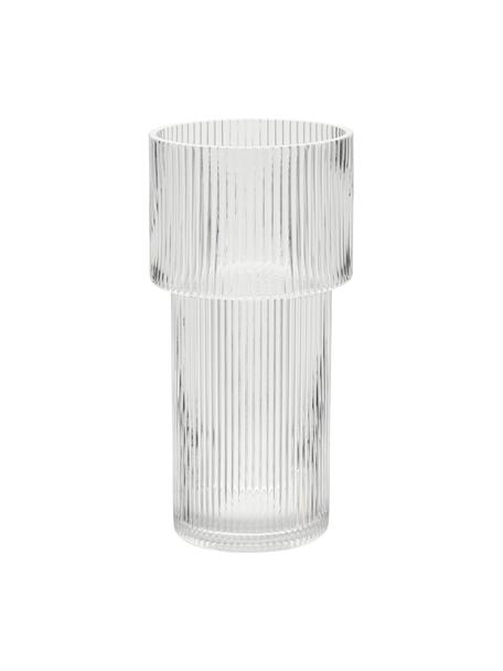 Vaso in vetro con superficie rigata Lija, Vetro, Trasparente, Ø 14 x Alt. 30 cm