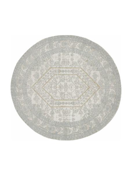 Okrągły ręcznie tkany dywan szenilowy w stylu vintage Magalie, 95% bawełna-szenil, 5% poliester, Beżowy, szary, we wzór, Ø 120 cm (Rozmiar S)