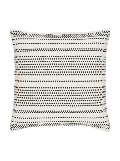 Federa arredo punteggiata color nero/bianco crema Davy, 100% cotone, Bianco, nero, Larg. 45 x Lung. 45 cm