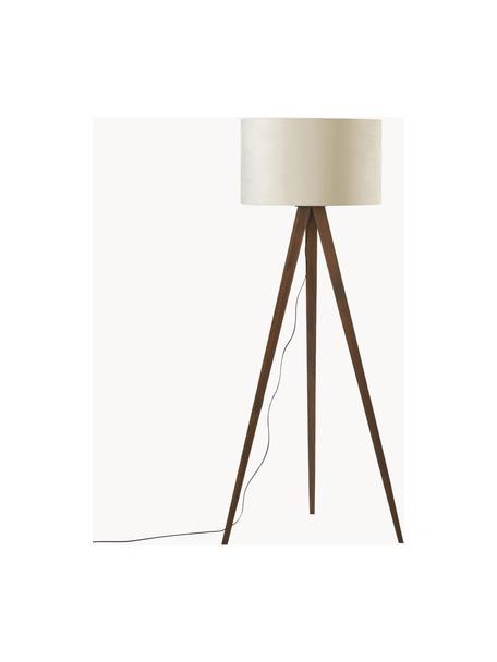 Lampa podłogowa trójnóg z litego drewna w stylu scandi Jake, Złamana biel, brązowy, W 150 cm