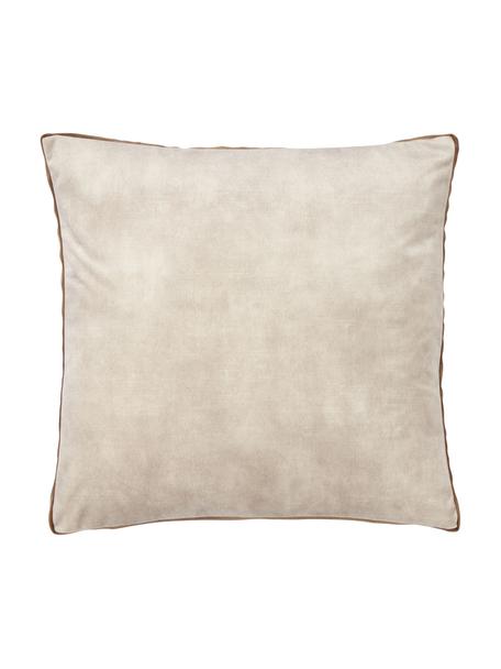 Cuscino a forma di scatola in velluto con bordo laterale Tia, Rivestimento: 100% poliestere (velluto), Velluto beige, Larg. 40 x Lung. 40 cm