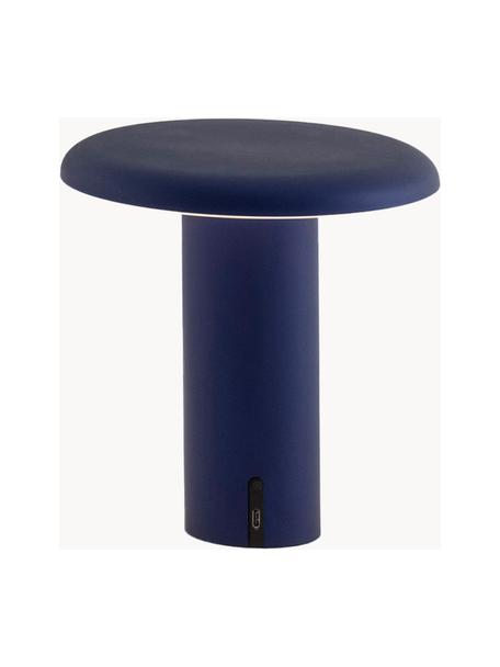 Petite lampe à poser LED mobile Takku, intensité lumineuse variable, Métal, enduit, Bleu foncé, Ø 18 x haut. 19 cm