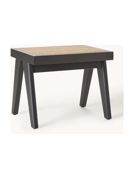 Hocker Sissi mit Wiener Geflecht, Gestell: Massives Eichenholz, Sitzfläche: Rattan Dieses Produkt wir, Schwarz, Hellbeige, B 52 x  H 42 cm