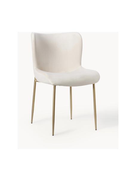 Fluwelen stoel Tess, Bekleding: fluweel (100% polyester) , Poten: gepoedercoat metaal, Frame: multiplex, Fluweel lichtbeige, goudkleurig, B 49 x D 64 cm