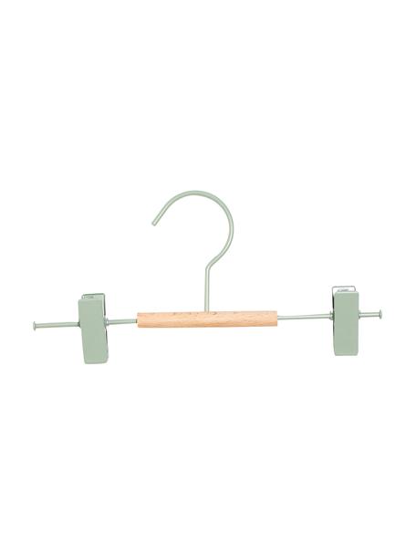 Kleerhanger Kids Clip, 5 stuks, Hout, gepoedercoat staal, Saliegroen, B 25 x H 12 cm