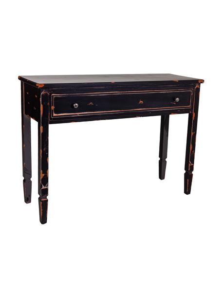Konzolový stolík z jedľového dreva s patinou Rene, Čierna, odtiene striebornej, Š 112 x V 82 cm