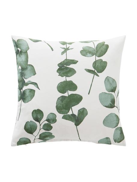 Poszewka na poduszkę z bawełny organicznej Eucalyptus, 100% bawełna, Odcienie kremowego, zielony, S 45 x D 45 cm