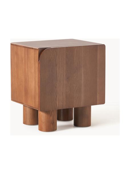 Nočný stolík z dubového dreva Cadi, Dubové drevo, hnedá lakovaná, Š 50 x V 55 cm