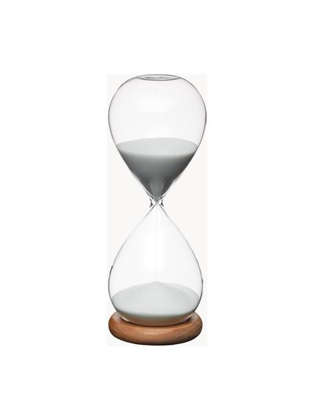 Zandloper Natural van glas met acaciahouten basis, Voetstuk: acaciahout, Transparant, acaciahout, Ø 8 x H 22 cm