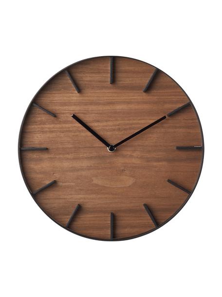 Reloj de pared de madera Rin, Negro, marrón, Ø 27 cm