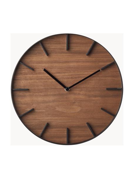 Horloge murale Rin, Noir, bois foncé, Ø 27 cm