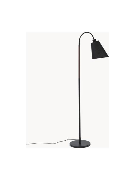 Lámpara de pie Ljusdal, Pantalla: tela, Cable: plástico, Negro, nogal, Al 140 cm
