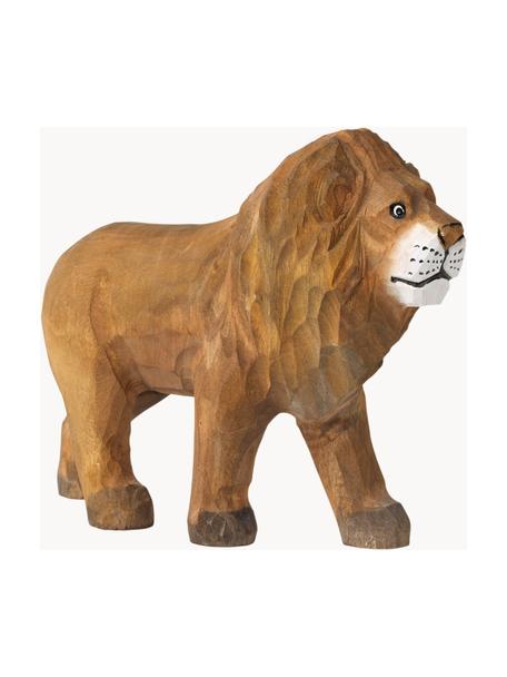 Lion de jeu fait main Animal, Bois de tremble, Brun, larg. 15 x haut. 12 cm