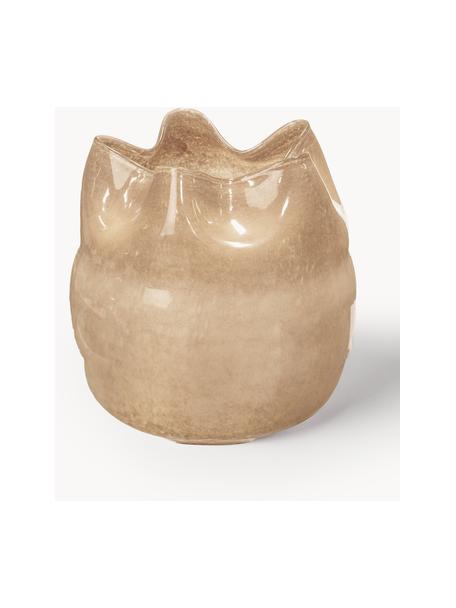 Mundgeblasene Vase Esther, H 30 cm, Glas, mundgeblasen, Beige, Ø 30 x H 30 cm