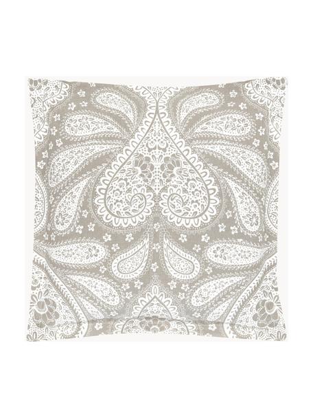 Housse de coussin 45x45 motif paisley Manon, 100 % coton bio, certifié GOTS, Taupe, larg. 45 x long. 45 cm