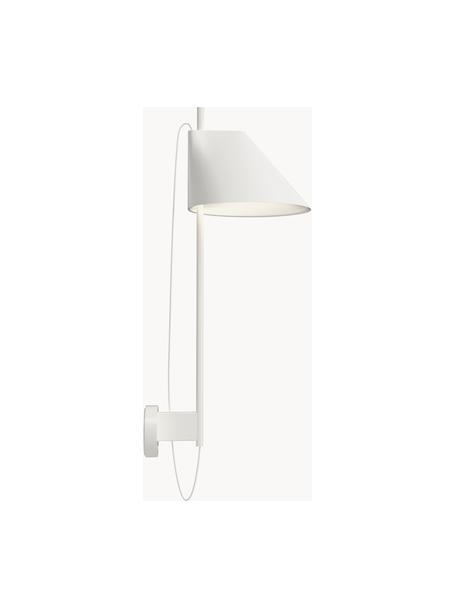 Applique a LED con luce regolabile e timer Yuh, Paralume: alluminio laccato, Struttura: ottone verniciato, Bianco, Larg. 30 x Alt. 63 cm