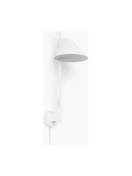 Aplique LED regulable con temporizador Yuh, Pantalla: aluminio pintado, Estructura: latón pintado, Blanco, An 30 x Al 63 cm