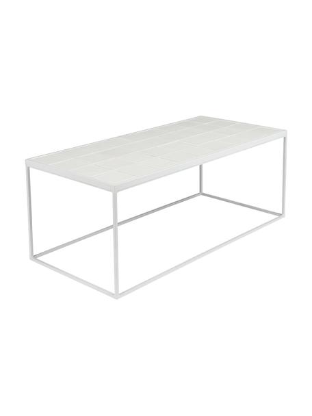 Table basse avec carrelage blanc Glazed, Blanc, larg. 93 x haut. 36 cm