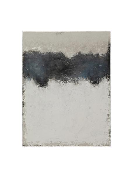 Toile peinte à la main Mare, Blanc, noir, larg. 90 x haut. 120 cm