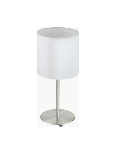 Klassische Tischlampe Mick, Lampenschirm: Textil, Weiss, Silberfarben, Ø 18 x H 40 cm