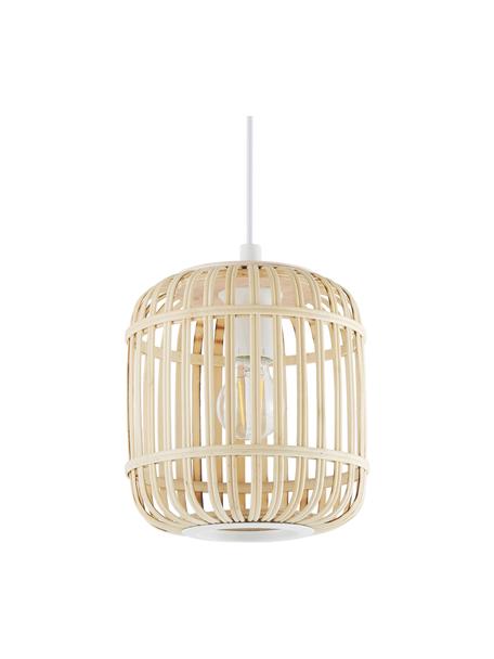 Petite suspension en bambou Adam, Blanc, brun clair, Ø 21 x haut. 24 cm