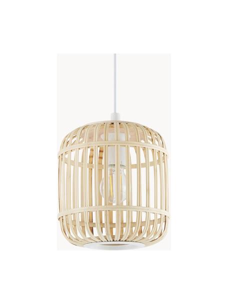 Lámpara de techo pequeña de bambú Adam, Pantalla: bambú, madera, Anclaje: metal con pintura en polv, Estructura: metal con pintura en polv, Cable: plástico, Blanco, marrón claro, Ø 21 x Al 24 cm