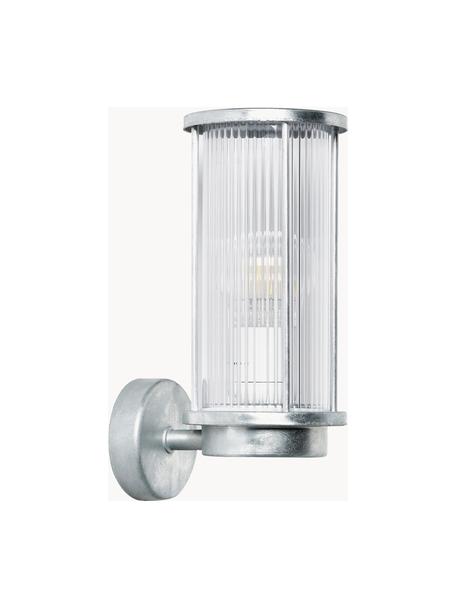 Aplique para exterior Linton, Estructura: acero galvanizado, Anclaje: acero galvanizado, Plateado, Ø 13 x Al 30 cm