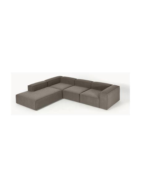 Narożna sofa modułowa bouclé XL Lennon, Tapicerka: bouclé (100% poliester) D, Stelaż: lite drewno sosnowe z cer, Nogi: tworzywo sztuczne, Greige bouclé, S 329 x G 269 cm, lewostronna