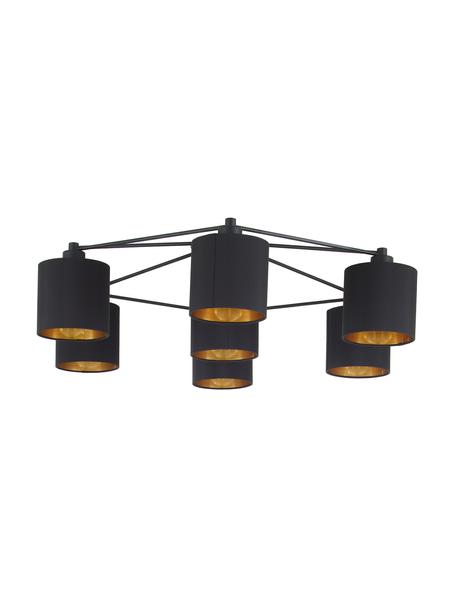 Grote plafondlamp Staiti-goudkleurig, Baldakijn: gelakt staal, Zwart, goudkleurig, Ø 84 x H 24 cm