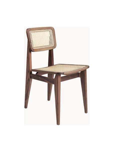 Dřevěná židle z ořechového dřeva s vídeňskou pleteninou C-Chair, Ořechové dřevo, světle béžová, Š 41 cm, V 53 cm