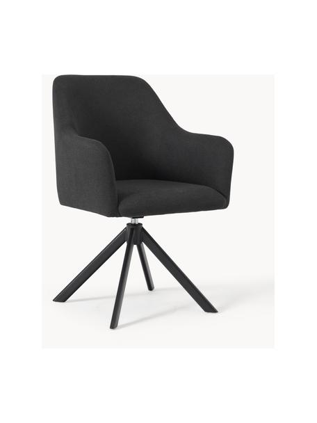 Otočná židle s područkami Isla, Černá, černá matná, Š 63 cm, V 58 cm