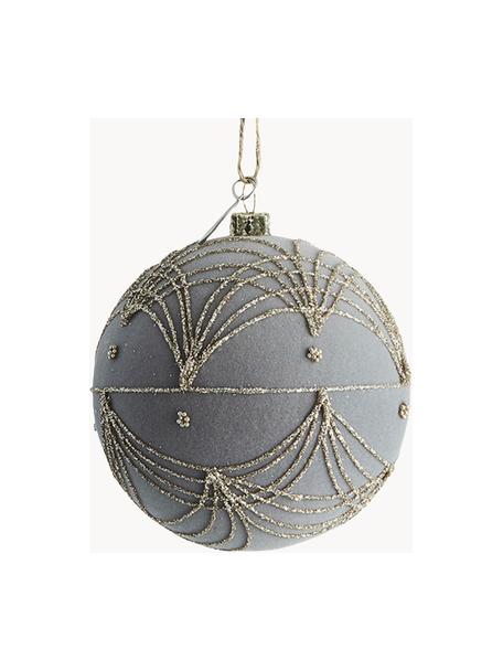 Boule de Noël incassable Jalia, 2 pièces, Gris, couleur dorée, Ø 8 x haut. 8 cm