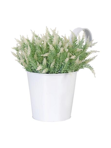 Cache-pot avec crochet Larissa, Métal, enduit, Blanc, larg. 16 x long. 22 cm