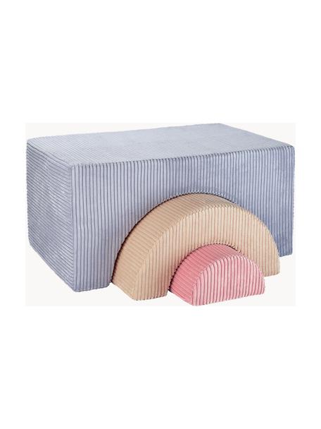 Speelset Rainbow van corduroy, 3-delig, Bekleding: corduroy (100% polyester), Corduroy grijsblauw, beige, oudroze, B 75 x H 49 cm