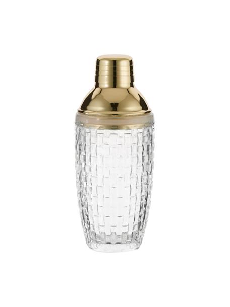 Cocktail shaker Jolin, Shaker: glas, Sluiting: edelstaal, Transparant, goudkleurig, Ø 9 x H 22 cm