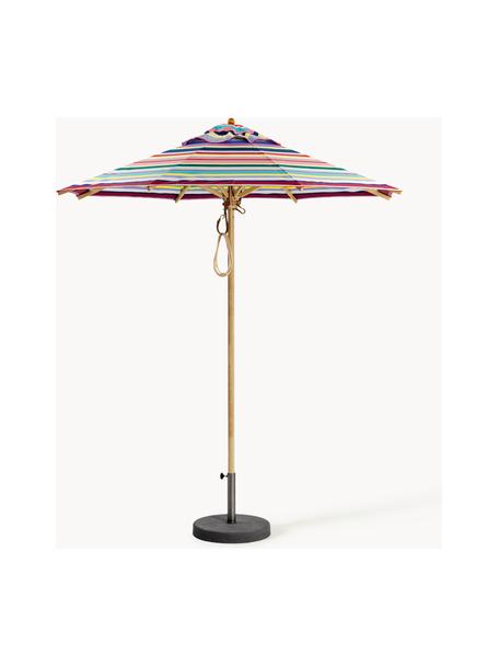 Parasol ogrodowy Classic, różne rozmiary, Stelaż: drewno jesionowe lakierow, Wielobarwny, jasne drewno naturalne, Ø 210 x W 251 cm