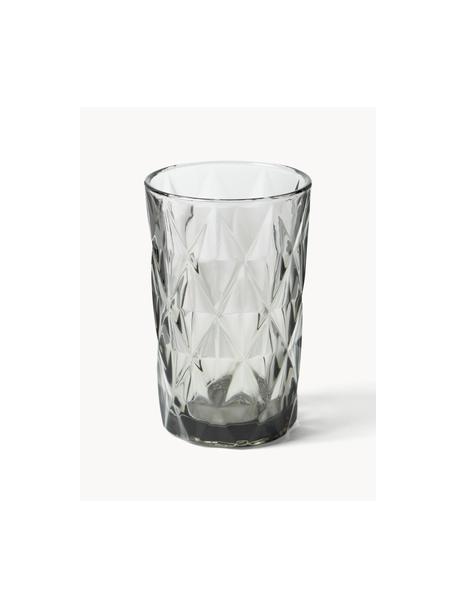 Longdrinkglazen Colorado met structuurpatroon, 4 stuks, Glas, Grijs, Ø 8 x H 13 cm, 310 ml