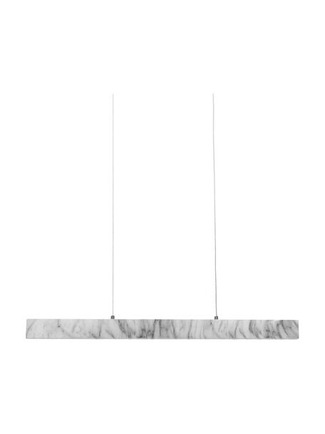 Große Schmale LED-Pendelleuchte Pierce in Marmoroptik, Lampenschirm: Metall, foliert, Baldachin: Metall, foliert, Weiß, marmoriert, B 90 x H 10 cm