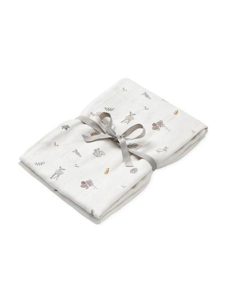 Wikkeldoek Fawn van biokatoen, 100% biokatoen, Wit, meerkleurig, B 120 x L 120 cm