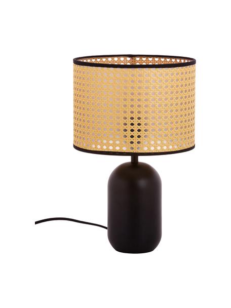 Lámpara de mesa con tejido vienés Vienna, Pantalla: plástico, Cable: tela, Beige, negro, Ø 25 x Al 39 cm