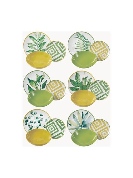Serviesset Botanique, 6 personen (set van 18), Groen, wit, geel, 6 personen (set van 18)